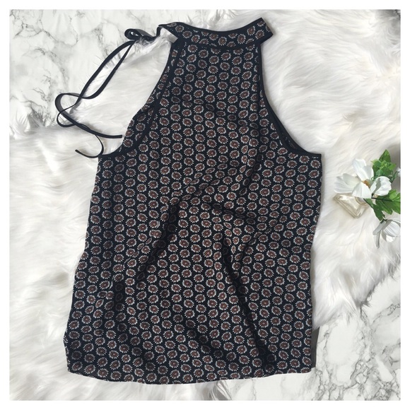 NWOT A.L.C. SLEEVELESS SILK NAVY PATTERN TOP - Picture 3 of 4